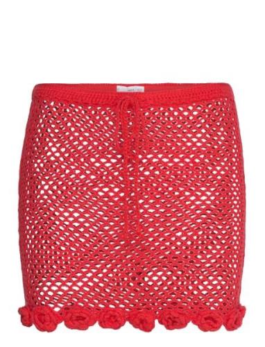 Crochet Floral Mini-Skirt Lyhyt Hame Red Mango