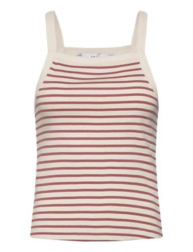 Striped Knit Top Tops T-shirts & Tops Sleeveless Red Mango