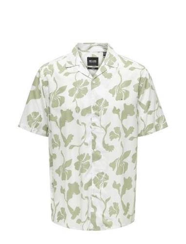 Onsdash Life Reg Visc Aop Ss Shirt Noos Tops Shirts Short-sleeved Gree...
