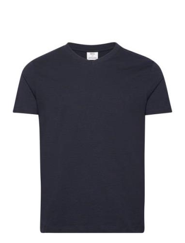 Basic Cotton V-Neck T-Shirt Tops T-shirts Short-sleeved Navy Mango
