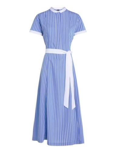 Stripe Ss Midi Dress Polvipituinen Mekko Blue Tommy Hilfiger