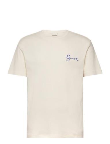 Seasonal Graphic Tshirt Tops T-shirts Short-sleeved Cream GANT