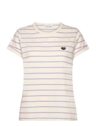 Poitou Mini Patch Coeur/ Gots Tops T-shirts & Tops Short-sleeved Cream...
