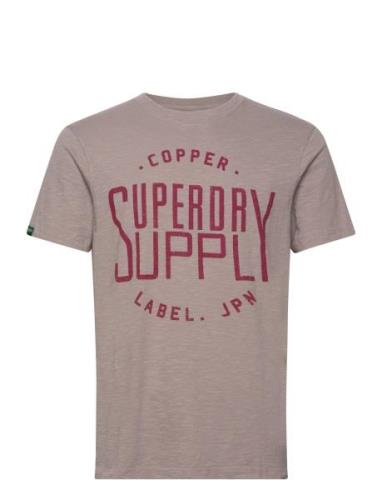 Copper Label Workwear Tee Tops T-shirts Short-sleeved Beige Superdry
