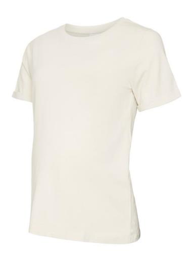 Mleva Ss Jrs Top Tops T-shirts & Tops Short-sleeved Cream Mamalicious