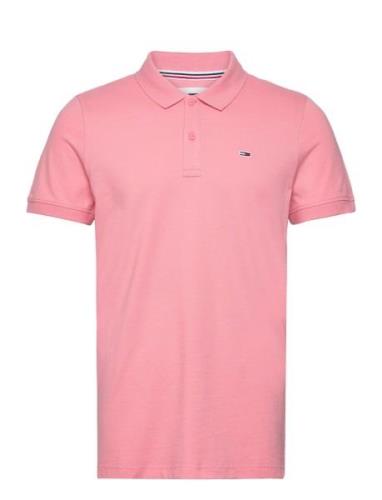 Tjm Slim Placket Polo Ext Tops Polos Short-sleeved Pink Tommy Jeans