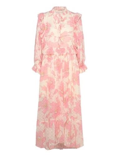 Maxi Chiffon Printed Dress Maksimekko Juhlamekko Pink Stella Nova