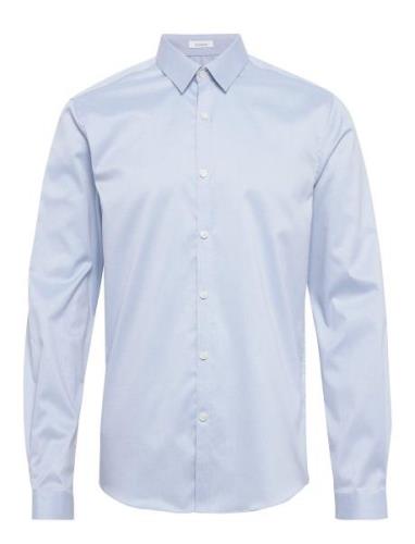 Plain Twill Stretch Shirt L/S Tops Shirts Business Blue Lindbergh