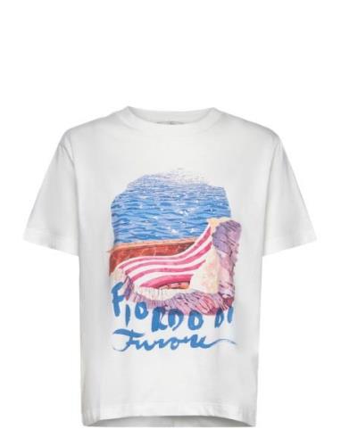 Scenery Print Ss T-Shirt Tops T-shirts & Tops Short-sleeved White GANT