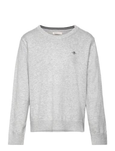 Shield Classic Cotton C-Neck Tops Knitwear Pullovers Grey GANT