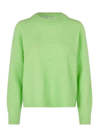 Brook Knit Rib O-Neck Tops Knitwear Jumpers Green Second Female