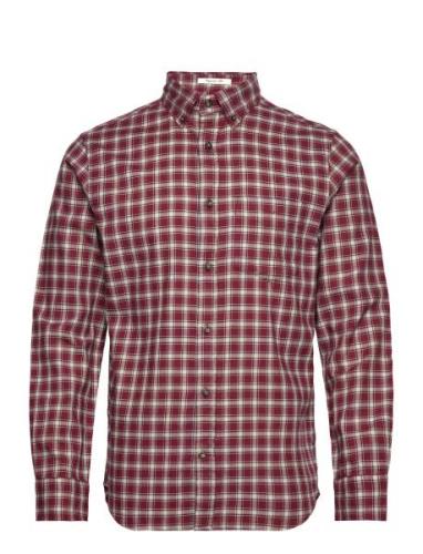 Reg Micro Tartan Flannel Shirt Tops Shirts Casual Burgundy GANT