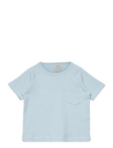Rib Jersey T-Shirt W. Pocket Tops T-shirts Short-sleeved Blue Copenhag...