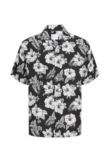 Jjguru Monochrome Aop Resort Shirt Ss Tops Shirts Short-sleeved Black ...