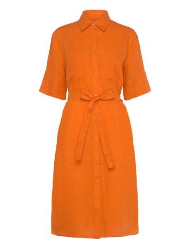 Rel Linen Ss Shirt Dress Polvipituinen Mekko Orange GANT