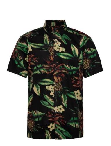 Vintage Hawaiian S/S Shirt Tops Shirts Short-sleeved Black Superdry