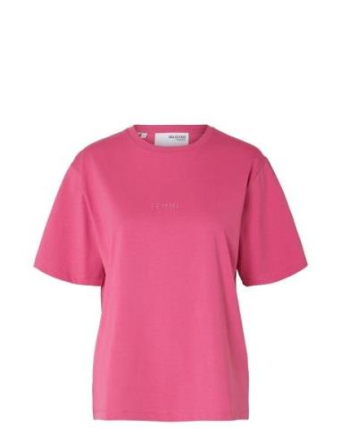 Slflisa Hankie Ss O-Neck Tee Tops T-shirts & Tops Short-sleeved Pink S...