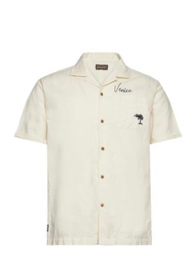 Vintage Resort S/S Shirt Tops Shirts Short-sleeved Cream Superdry