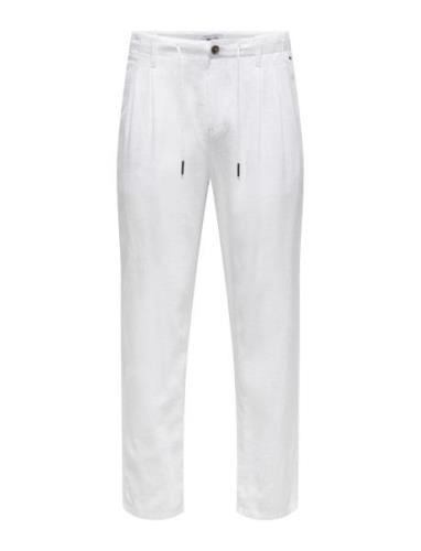 Onsleo Crop Linen Mix 0048 Pant Bottoms Trousers Chinos White ONLY & S...