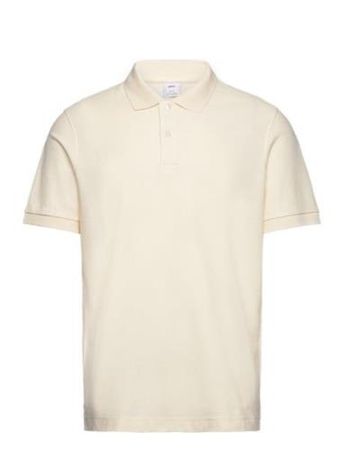 100% Cotton Pique Polo Shirt Tops Polos Short-sleeved Cream Mango