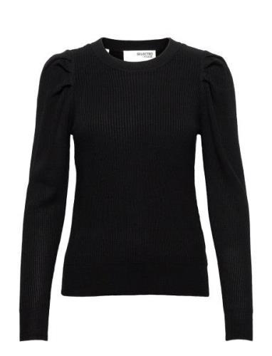 Slfisla Ls Knit O-Neck B Tops Knitwear Jumpers Black Selected Femme