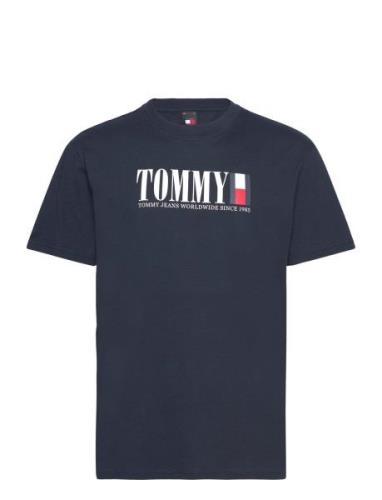Tjm Reg Tommy Dna Flag Tee Ext Tops T-shirts Short-sleeved Navy Tommy ...
