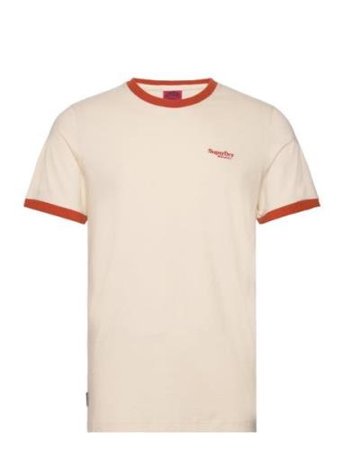 Essential Logo Ringer Tee Tops T-shirts Short-sleeved Beige Superdry