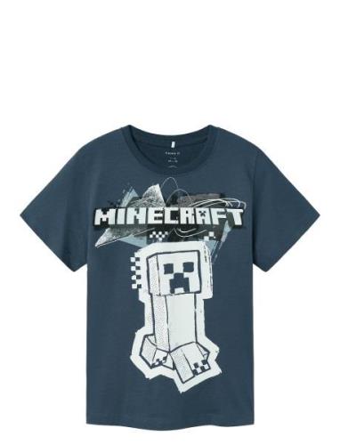 Nkmjin Minecraft Ss Top Box Noos Bfu Tops T-shirts Short-sleeved Blue ...