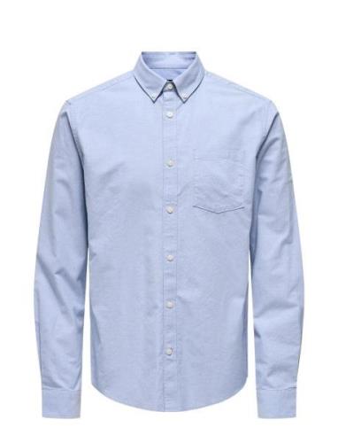 Onsneil Ls Oxford Shirt Noos Tops Shirts Casual Blue ONLY & SONS