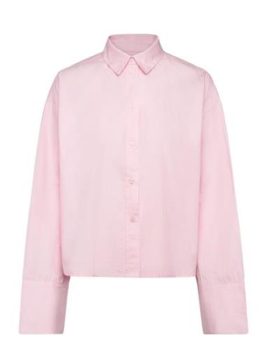 2Nd Clara - Fine Crispy Poplin Tops Shirts Long-sleeved Pink 2NDDAY