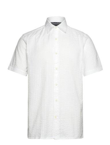 Ss Seersucker Check Shirt Tops Shirts Short-sleeved White French Conne...