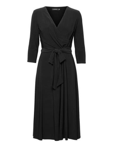 Surplice Jersey Dress Polvipituinen Mekko Black Lauren Ralph Lauren