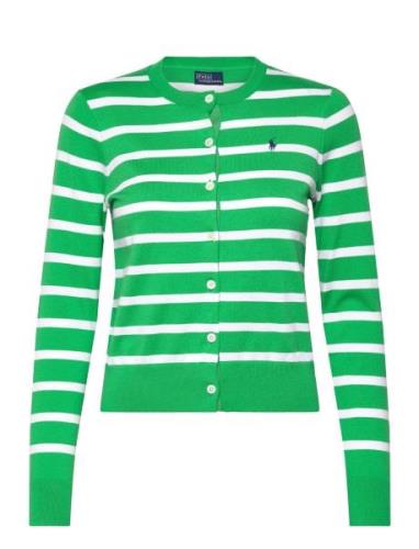 Striped Cotton-Blend Cardigan Tops Knitwear Cardigans Green Polo Ralph...