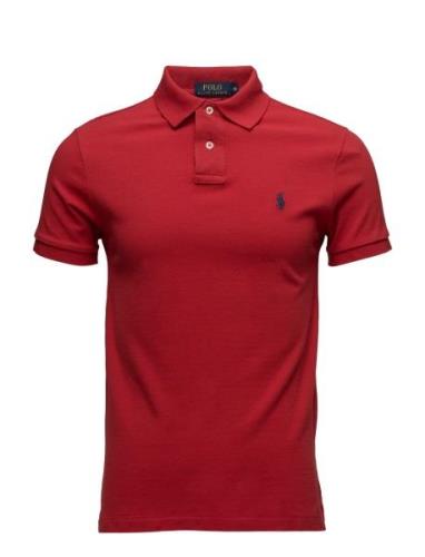 Slim Fit Mesh Polo Shirt Tops Polos Short-sleeved Red Polo Ralph Laure...