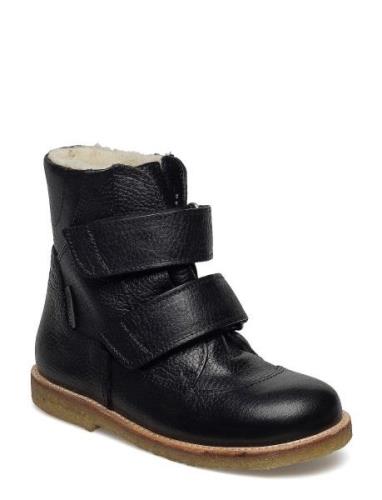 Boots - Flat - With Velcro Talvikengät Tarroilla Black ANGULUS