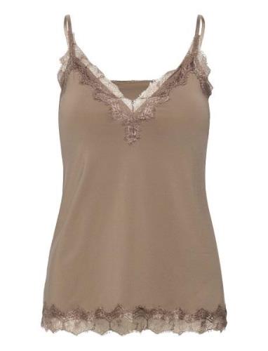 Rwbillie Lace Strap Top Tops T-shirts & Tops Sleeveless Beige Rosemund...