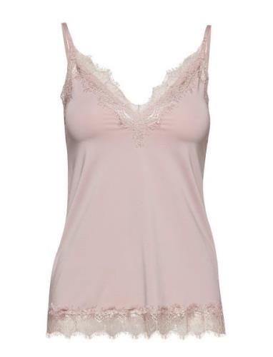 Rwbillie Lace Strap Top Tops T-shirts & Tops Sleeveless Pink Rosemunde