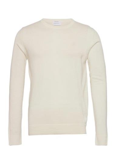 Merino Knit O-Neck Tops Knitwear Round Necks White Lindbergh