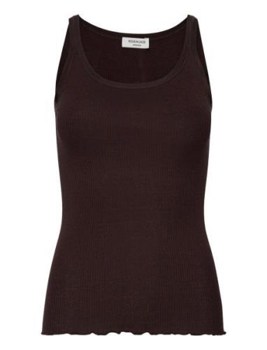 Rwbelle U-Neck Strap Elastic Top Tops T-shirts & Tops Sleeveless Brown...