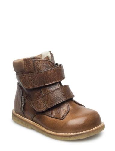 Boots - Flat - With Velcro Talvikengät Tarroilla Brown ANGULUS
