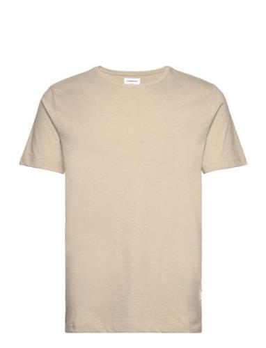 Mouliné O-Neck Tee S/S Tops T-shirts Short-sleeved Beige Lindbergh