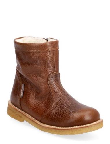 Boots - Flat - With Zipper Talvisaappaat Brown ANGULUS