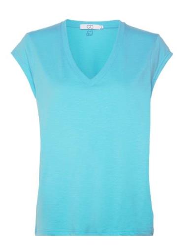 Cc Heart Basic V-Neck T-Shirt Tops T-shirts & Tops Short-sleeved Blue ...