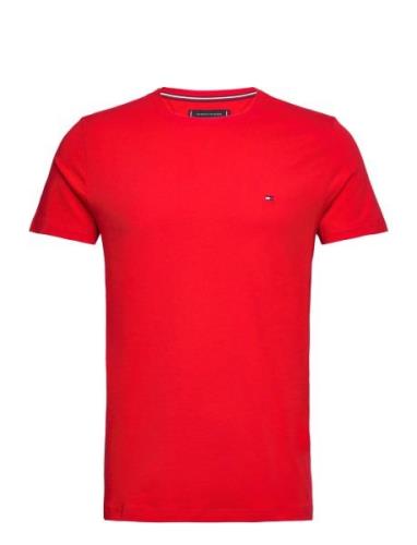 Stretch Slim Fit Tee Tops T-shirts Short-sleeved Red Tommy Hilfiger