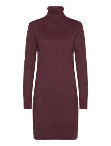 U6801, Milasz Rollneck Dress Polvipituinen Mekko Burgundy Saint Tropez