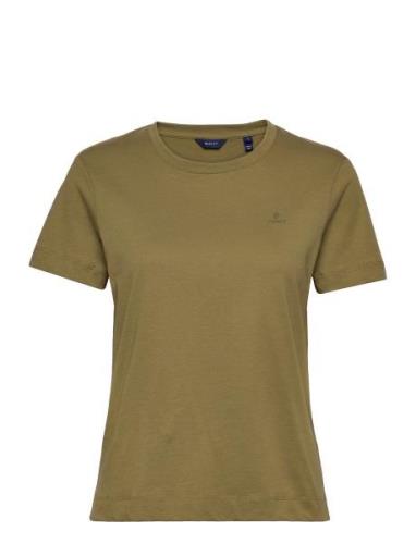 Original Ss T-Shirt Tops T-shirts & Tops Short-sleeved Khaki Green GAN...