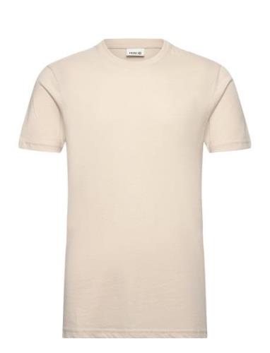 Sdrock Ss Tops T-shirts Short-sleeved Beige Solid