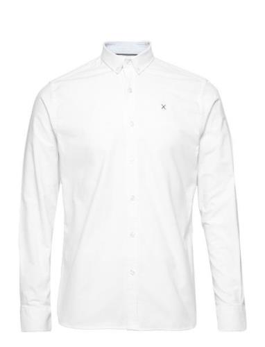 Oxford Stretch Plain L/S Tops Shirts Casual White Clean Cut Copenhagen