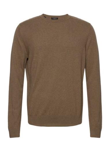 Slhberg Crew Neck Noos Tops Knitwear Round Necks Brown Selected Homme