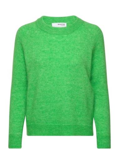 Slflulu Ls Knit O-Neck B Noos Tops Knitwear Jumpers Green Selected Fem...